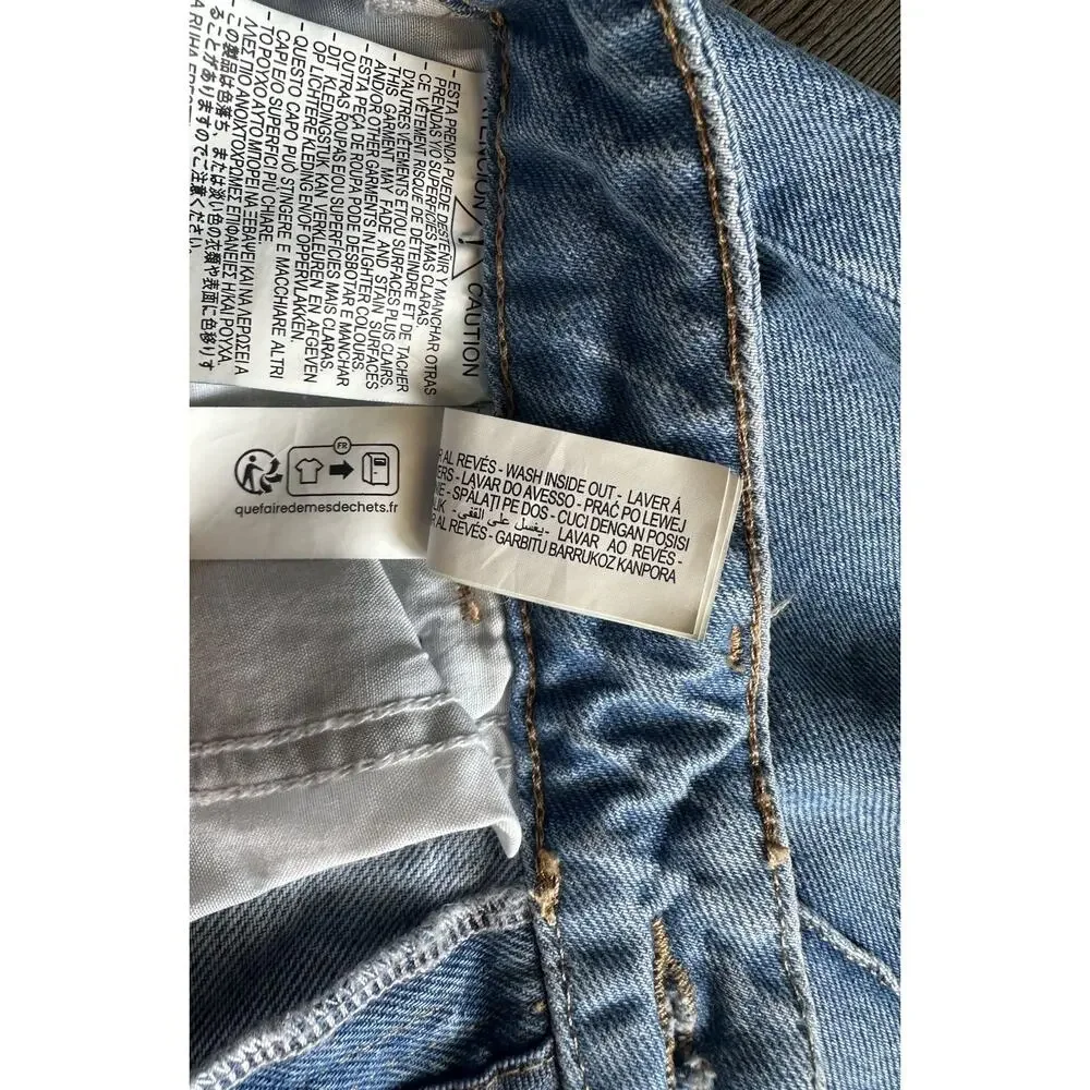 Zara Logo High-Waisted Cropped Wide Leg Jean Sz 6 Blue For Womens Cotton 100% - Picture 13 of 16